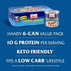 Libby’s Vienna Sausage Canned Meat, 10g Protein, 4.6 oz Can, Pack of 24