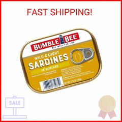 Bumble Bee Sardines in Mustard Sauce, 3.75 oz Tin – Wild Caught, Gluten Free, Ke