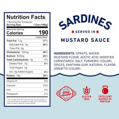 Beach Cliff Wild Caught Sardines in Mustard Sauce, 3.75 Oz Can (Pack of 12) – 16
