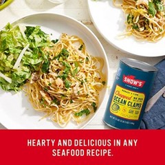 Snow’s Ocean Chopped Clams Canned, 51 oz Can – 7g Protein per Serving – Gluten F