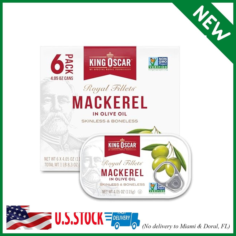 King Oscar Mackerel in Olive Oil, 4.05 Ounce Can (Pack of 6, Packaging May Vary)