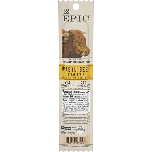 Epic Wagyu Beef Strip, 0.8 Ounce, 20 Per Pack, 4 Per Case