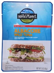 Wild Planet Wild Albacore Tuna, No Salt Added 3 Ounce