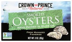 Natural Smoked Oysters in Pure Olive Oil, 3 Ounce