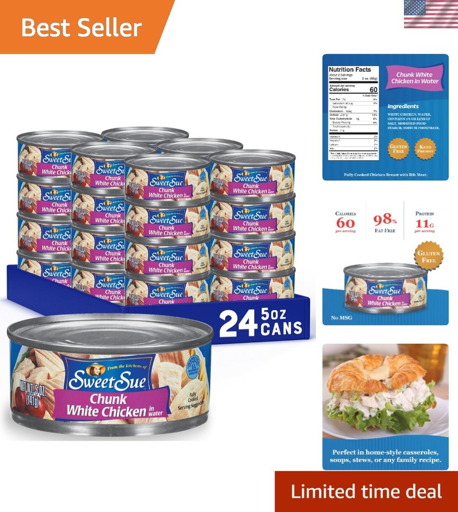 Health-Conscious 24-Pack Chicken in Water – Snack, Lunch or Dinner Ingredients