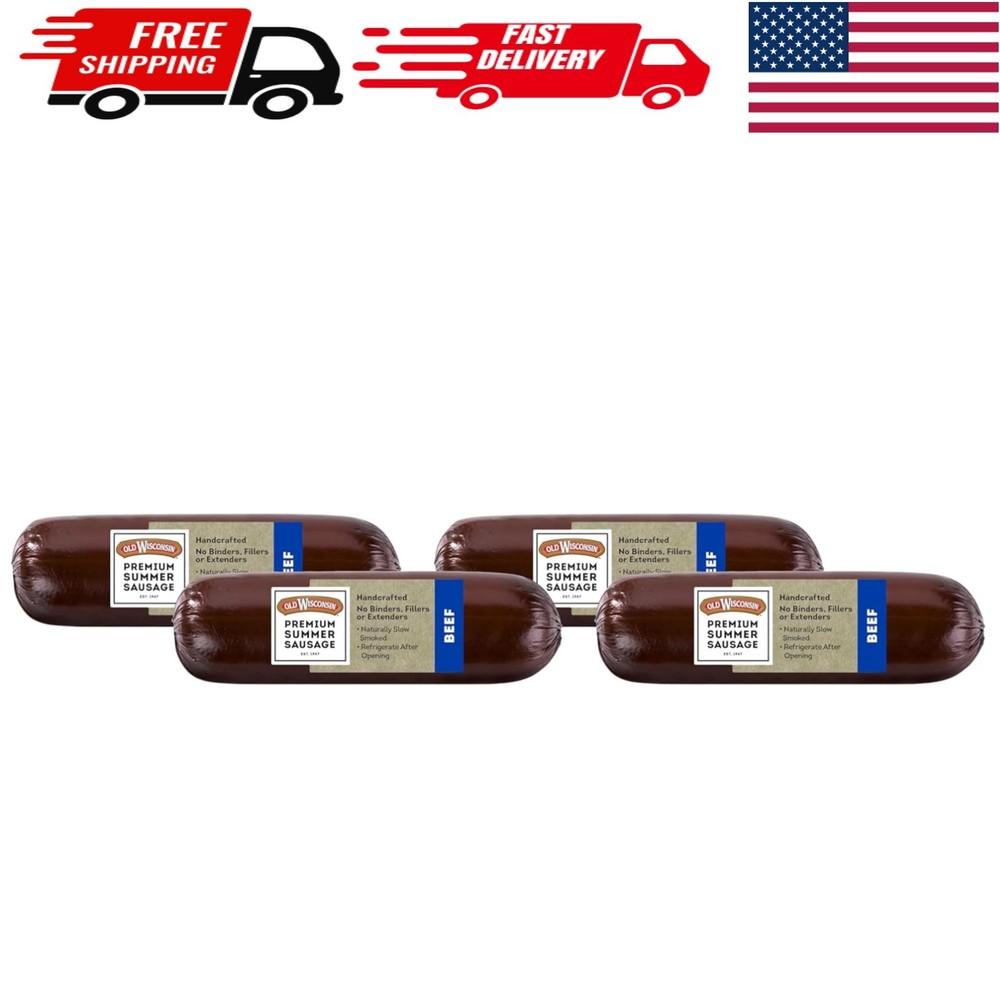 Keto-Friendly Beef Summer Sausage – Ready to Eat, Low-Carb Snack (8oz Pack of 4)
