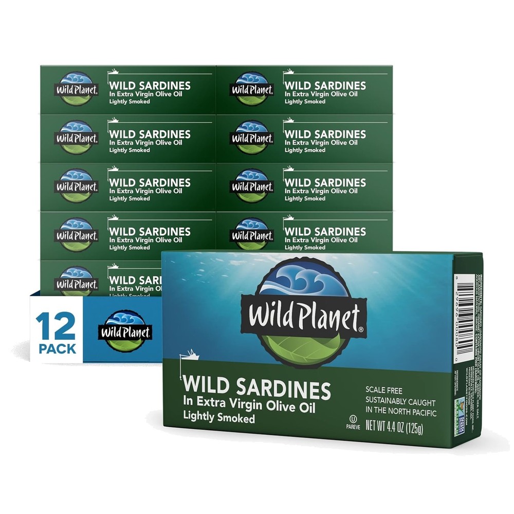 Gourmet Wild Sardines in Extra Virgin Olive Oil – Convenient Snack, Pack of 12