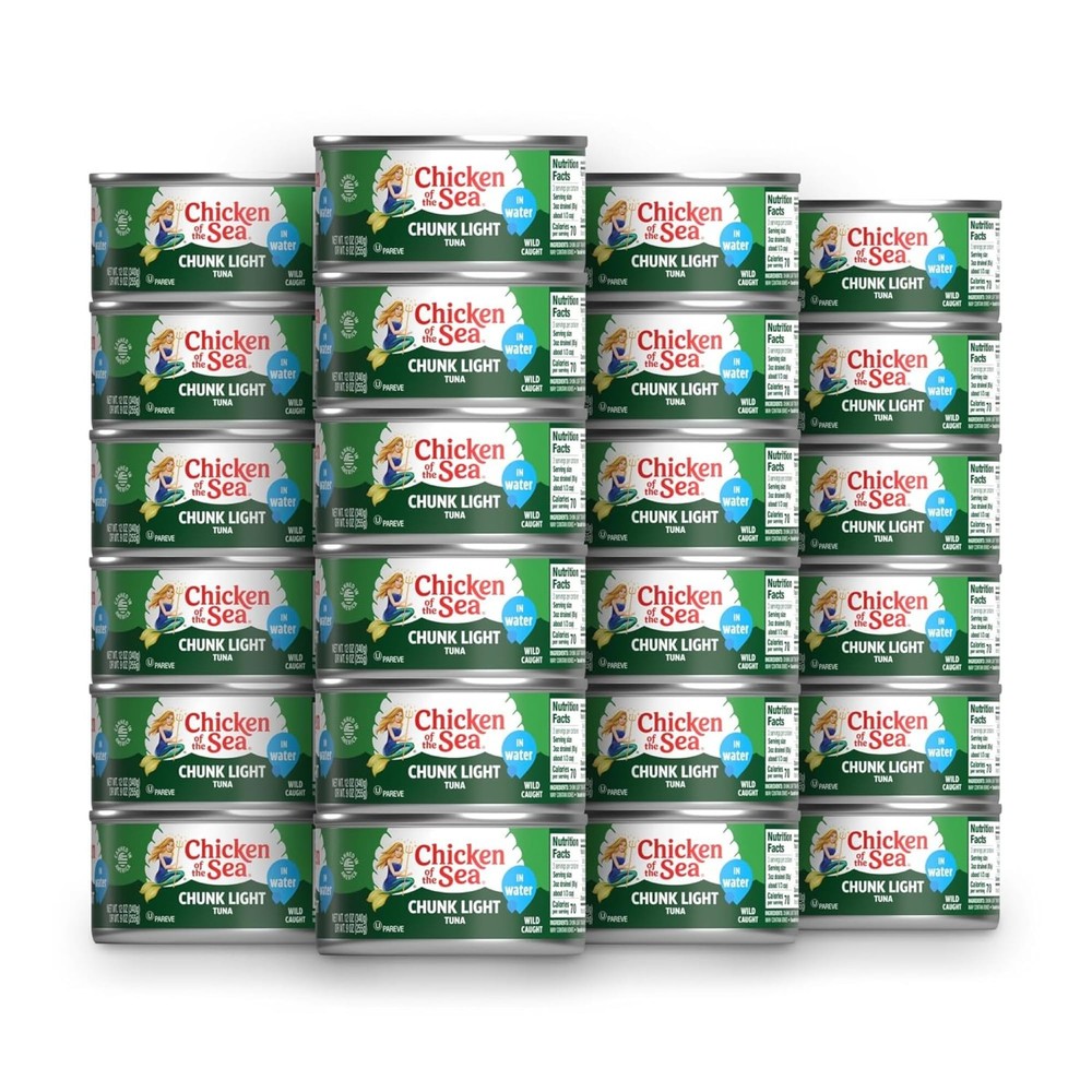 Chicken of the Sea Chunk Light Tuna in Water, Wild Caught Tuna, 12 oz. Can (Pack