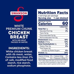 Gourmet White Chicken Chunks in Water – 4.5 oz Cans, Pack of 4, 98% Fat-Free