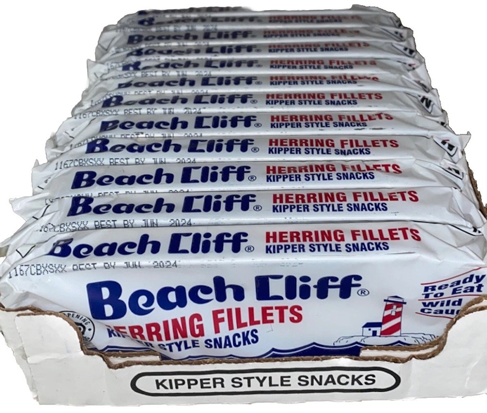 12 CANS Beach Cliff Wild Caught Herring Kippered Snacks 3.53 Oz Can Sardines