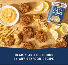Whole Baby Canned Clams, 10 Oz Can (Pack of 12) – Ready to Eat – 13G Protein