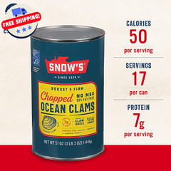 Clams – Canned Chopped Minced – Snows Ocean – Gluten Free – High Protein