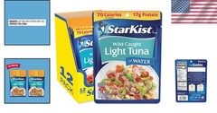 Ready-to-Eat Chunk Light Tuna in Water – 12 Pouch Pack, 70 Calories Each