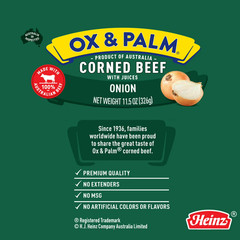 Ox & Palm corned Beef onion Flavored 11.5 oz can..