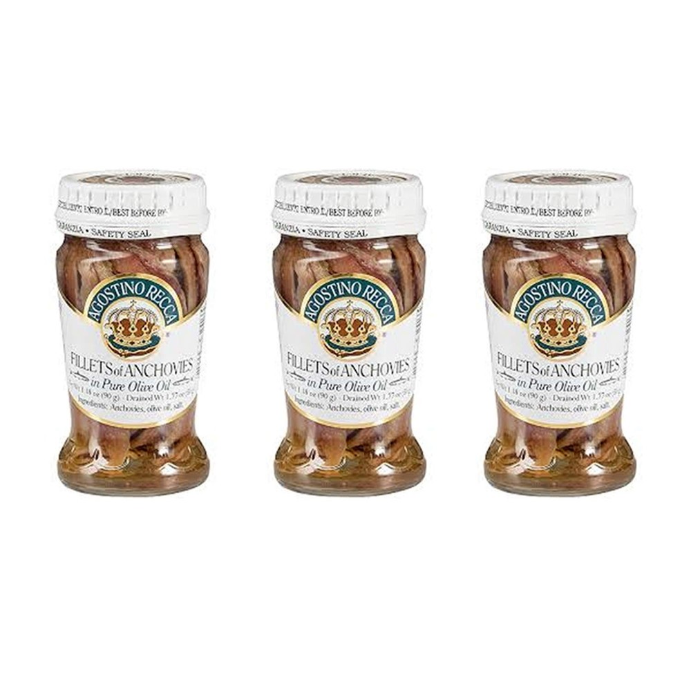 Anchovies Fillets in Olive Oil – Anchovy Fillets Rolled in Capers (3.18Oz, 3-…