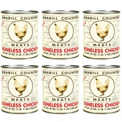 6 Pack Grabill Country Meat Boneless Chicken Cooked in Natural Juices 27 oz Can