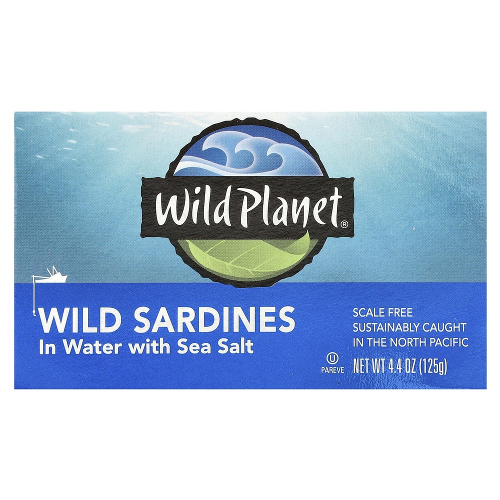 Wild Sardines In Water with Sea Salt, 4.4 oz (125 g)