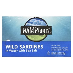 Wild Sardines In Water with Sea Salt, 4.4 oz (125 g)