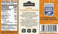 Sardines | Connetable | Sardines in Sunflower oil and Chili | 4.375 Ounce | P…