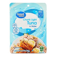 6 Pack Chunk Light Tuna Pouch in Water 2.6 oz Healthy Protein Snack