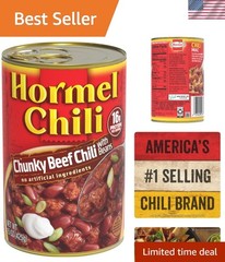 Convenient 15 oz Can of Chunky Beef Chili with Beans – No Artificial Flavor