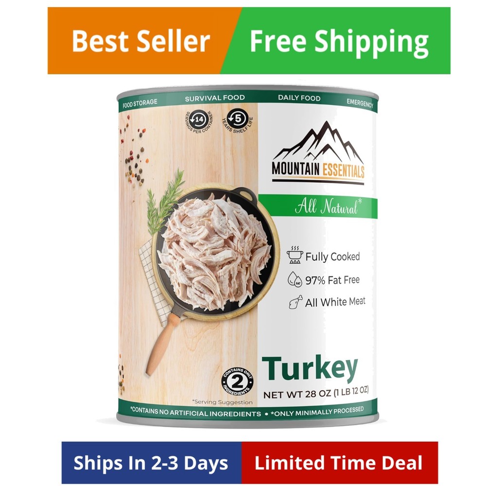 Delicious All Natural Canned Turkey 28 Oz – Perfect for Meals & Emergency Prep