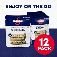 Fully Cooked White Chunk Chicken Pouch – Ready to Eat, On-the-Go Meals, 12 Pack