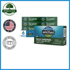 Wild Sardines in Organic Olive Oil, 18g Protein, 6 Cans, Nutritional Powerhouse
