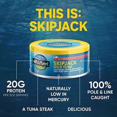 Pack of 12 Wild Planet Skipjack Wild Tuna, No Salt Added, Canned Tuna, Sustainab