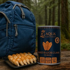 Aqua Gourmet Canned Hard Razor Clams in Brine, Premium Chilean Seafood, 15 o…