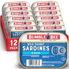 Wild Caught Sardines in Water, 3.75 oz Tin (12 Pack) – Gluten Free, Keto, Kosher