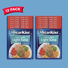 Chunk Light Tuna Pouch, 12 Pack, Wild Caught, 19g Protein, Low Calorie Snacks