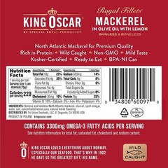 King Oscar Mackerel in Olive Oil with Lemon, 4.05 Ounce Cans Free Shipping