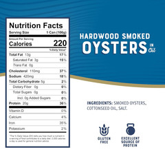 Canned Hardwood Smoked Oysters, 3.75 Oz Cans (Pack of 12) – Ready to Eat – 18G P