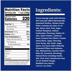 24 Pack Vienna Sausages, BBQ Sauce, Canned Meat