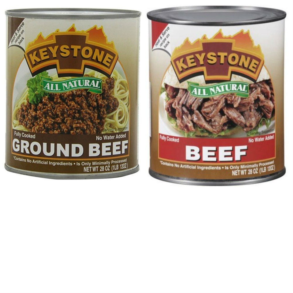 (8 Cans – 4 of Each) Keystone All Natural Ground Beef + Beef 28oz Camping Food✅