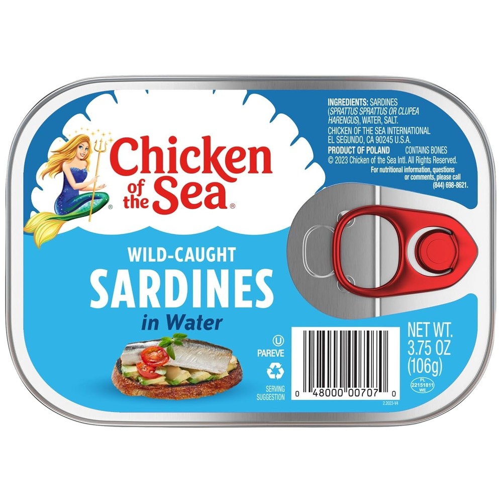Wild Caught Sardines in Water 3.75 Ounce Canned Sardines No Oil Free