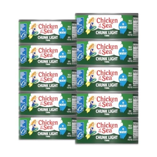 Chicken of the Sea Wild Caught Chunk Light Tuna, 5 Ounce Cans, 10-Count – High