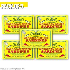 Brand Spiced Sardines Olive Oil 4.38 oz, Wild-Caught from Morocco, High Prote…