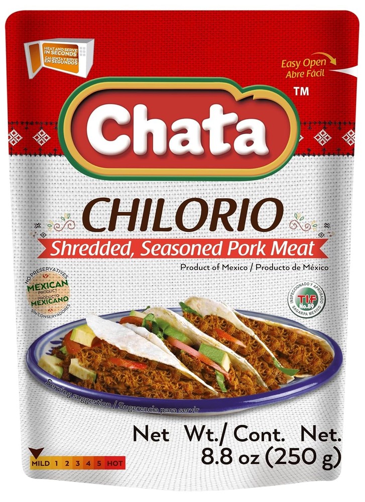 (Pack of 12) Chata Meat Pork Chilorio Authentic Mexican Canned Meat 8.8 Oz