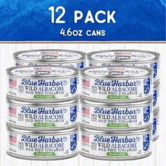 Wild Albacore Solid White Tuna in Water No Salt Added 4.6 oz Pack of 12 Canned