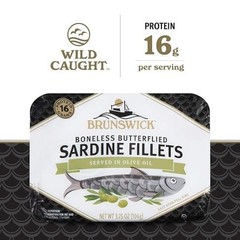 Brunswick Sardines in Olive Oil, 3.75 oz Can(Pack of 12)Boneless Butterflied new