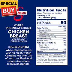 Swanson White Premium Chunk Canned Chicken Breast in Water, Fully Cooked Chicken