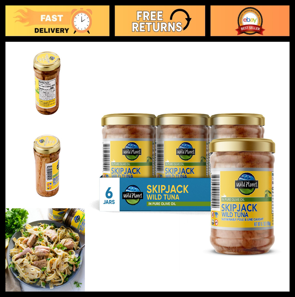 Skipjack Tuna in Olive Oil, Keto & Paleo Friendly, Mercury Tested, 6.7oz (Pack o