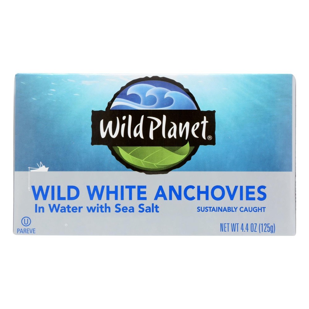 Wild Planet White Anchovies – in Water – Case of 12 – 4.4 oz