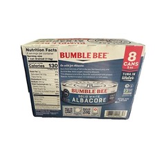 Bumble Bee Solid White Albacore Tuna in Water 5 oz Can Pack of 8 – Wild Caught –