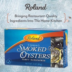 Roland Foods Premium Smoked Petite Oysters in Oil, Wild Caught, 3 Oz Tin 10-Tins