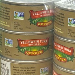 6 x Genova Yellowfin Tuna in Olive Oil 7 oz Pull-Tab Tin Can Fish Fillet Fresh..