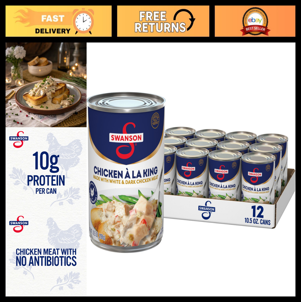 Canned Chicken a la King – White & Dark Meat, 10.5 oz Can (12 Pack) – Ready to E