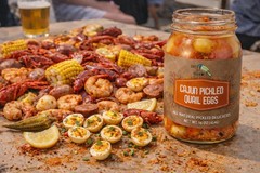 Green Jay Gourmet Cajun Pickled Quail Eggs in a Jar Fresh Hand Jarred for Cooki